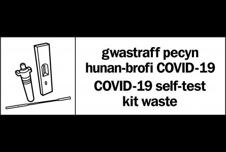 Bilingual material stream icon for Covid-19 Self-test kit waste